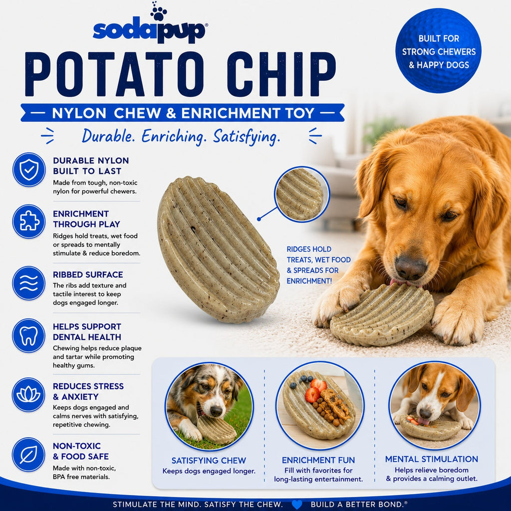 Potato Chip Nylon Chew & Enrichment Toy | 2-in-1 for Aggressive Chewers | SodaPup - Elite Pet Collective