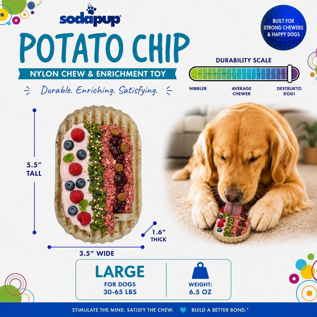 Potato Chip Nylon Chew & Enrichment Toy | 2-in-1 for Aggressive Chewers | SodaPup - Elite Pet Collective