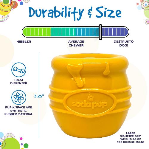 Honey Pot Dog eCup Treat Dispenser | Durable PUP-X Rubber Enrichment Toy | USA Made - Elite Pet Collective