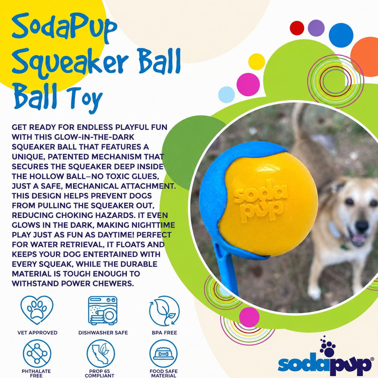 Squeak Ball - Durable Squeaky Dog Toy, Floats, Chew Toy | USA Made - Elite Pet Collective