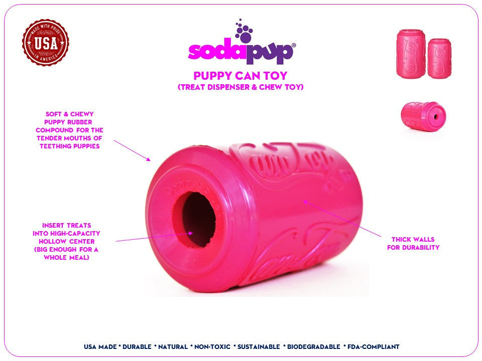 Puppy Can Toy Rubber Chew Toy for Teething Puppies | Treat Dispenser | USA Made - Elite Pet Collective