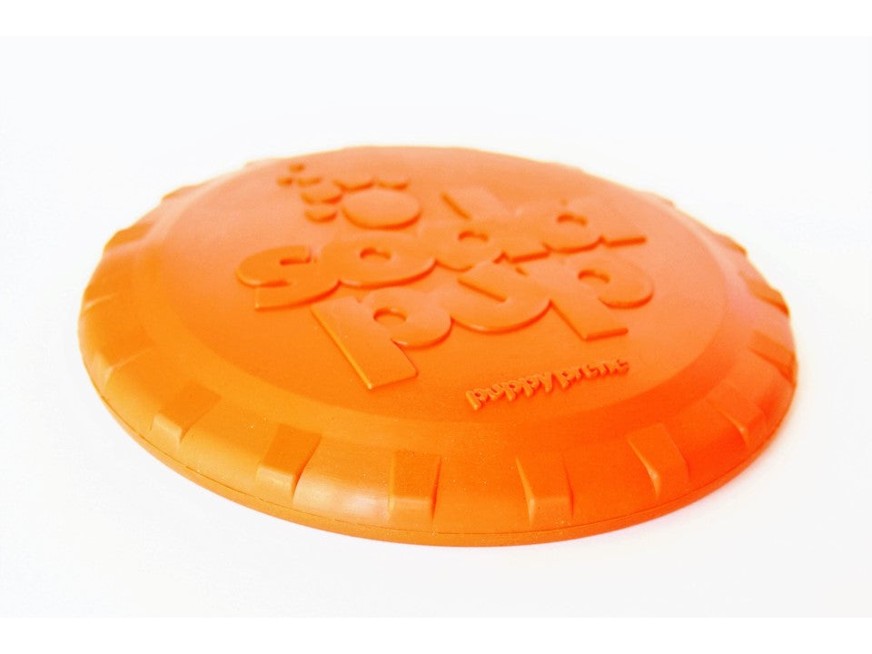 Bottle Top Flyer Rubber Frisbee for Dogs | Orange | Vet Approved | USA Made - Elite Pet Collective
