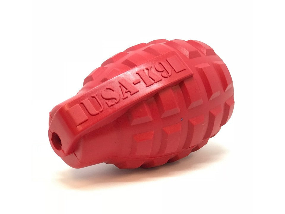 USA-K9 Grenade Rubber Dog Chew Toy | K9 Handler eDispenser Toy | Red & Blue | USA Made - Elite Pet Collective