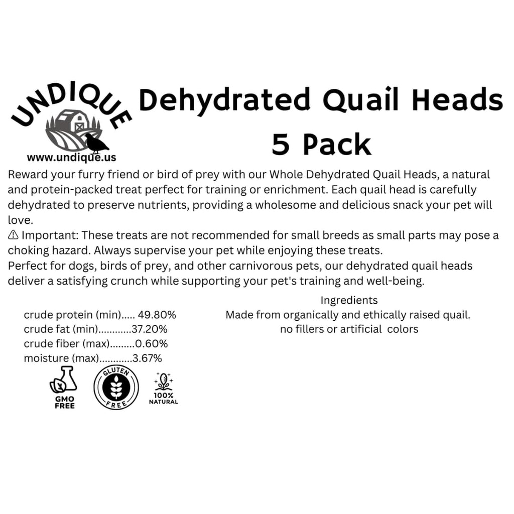 Fine Feline Feasts Quail Heads - Gourmet Cat Treats, High Protein, Nutrient-Dense, Promotes Natural Instincts, Healthy Skin & Coat, Minimal Ingredients Pack of 5 - Elite Pet Collective