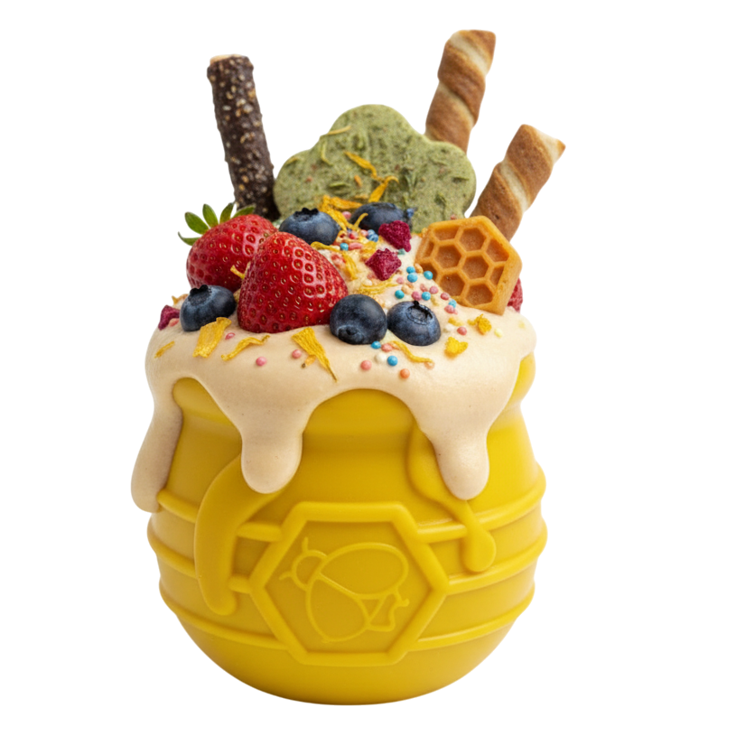 Honey Pot Dog eCup Treat Dispenser | Durable PUP-X Rubber Enrichment Toy | USA Made - Elite Pet Collective