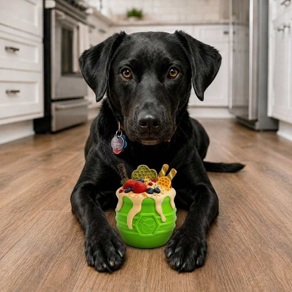 Honey Pot Dog eCup Treat Dispenser | Durable PUP-X Rubber Enrichment Toy | USA Made - Elite Pet Collective