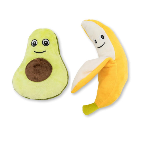 Avocado & Banana Plush Dog Toy Gift Set – with Squeaker & Crinkle Paper for Fun Play - Elite Pet Collective
