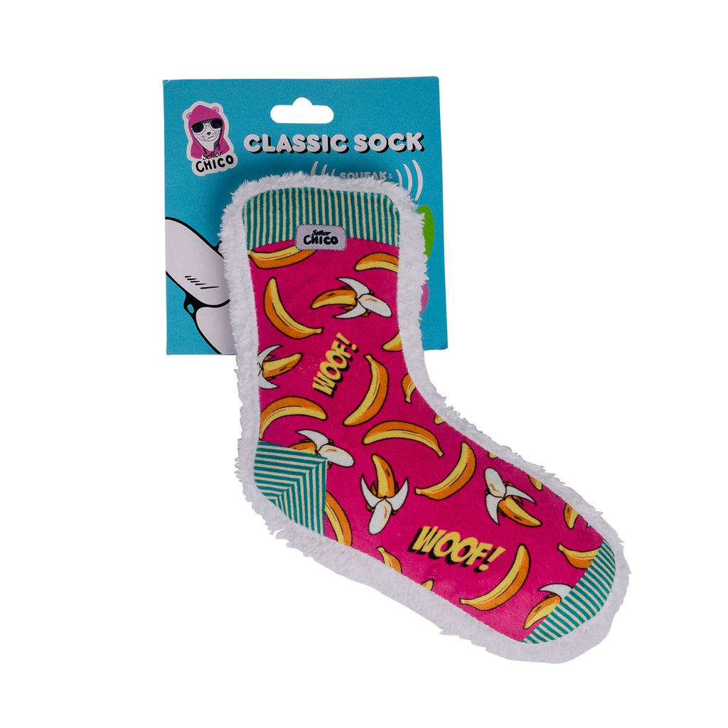 Squeaky Sock Plush Dog Toy – Whimsy Wonders Banana Design - Elite Pet Collective