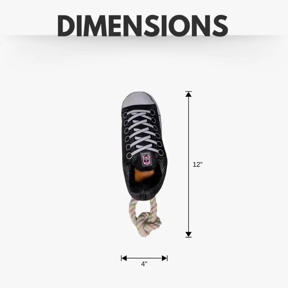 Squeaky Comfort Plush Sneaker Dog Toy – with Treat Compartment, Safe & Durable – Black - Elite Pet Collective