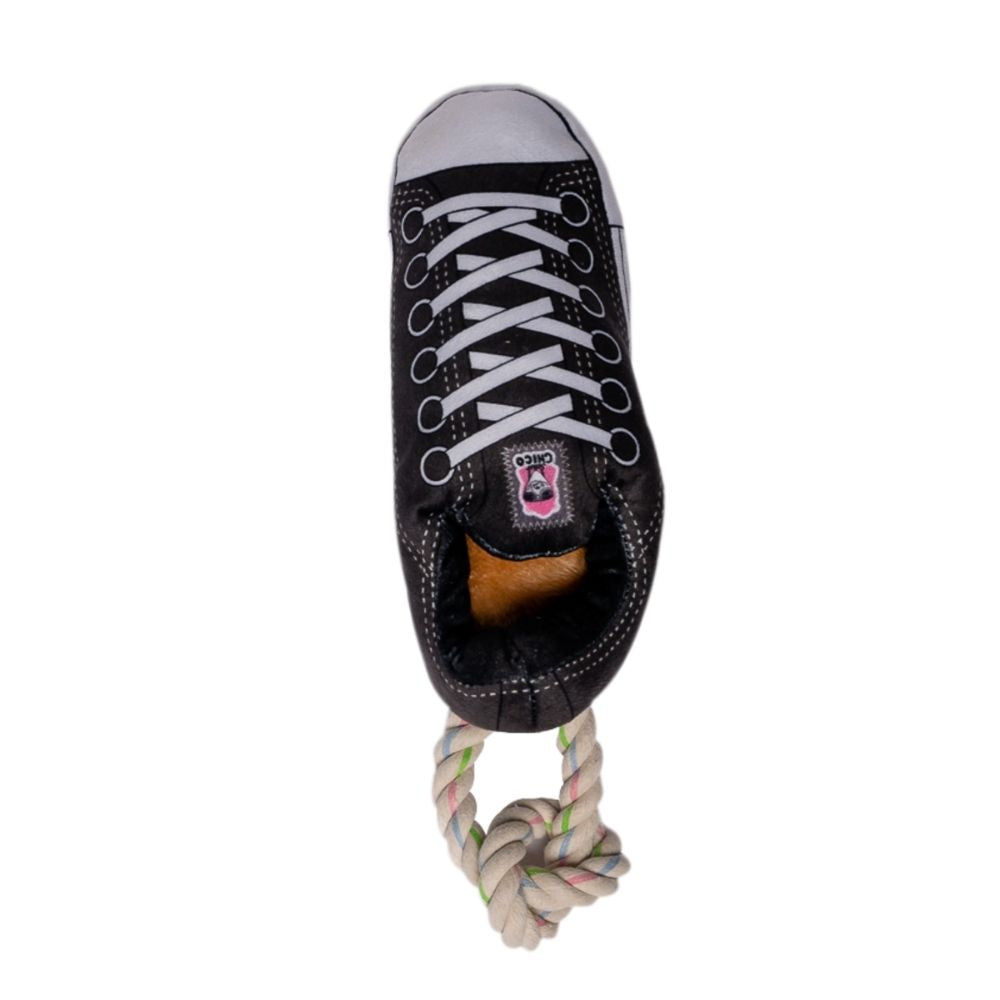 Squeaky Comfort Plush Sneaker Dog Toy – with Treat Compartment, Safe & Durable – Black - Elite Pet Collective