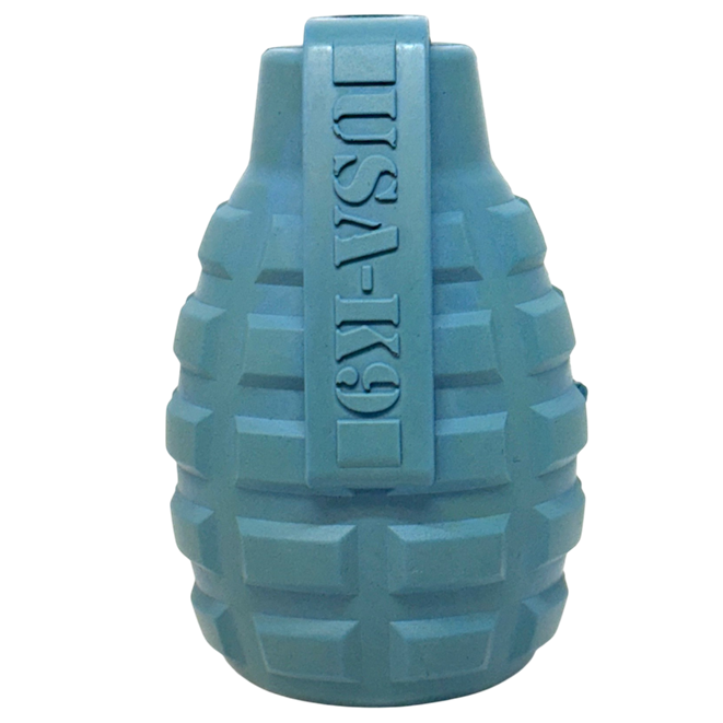 USA-K9 Grenade Rubber Dog Chew Toy | K9 Handler eDispenser Toy | Red & Blue | USA Made - Elite Pet Collective