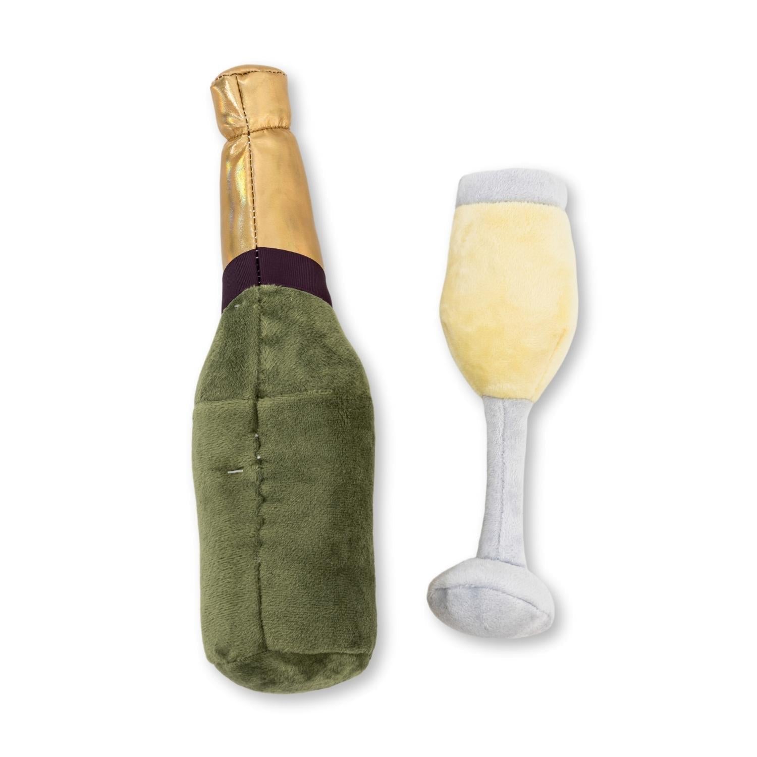 Champawgne-Cheers Plush Dog Toy Gift Set – with Squeaker & Crinkle Paper - Elite Pet Collective