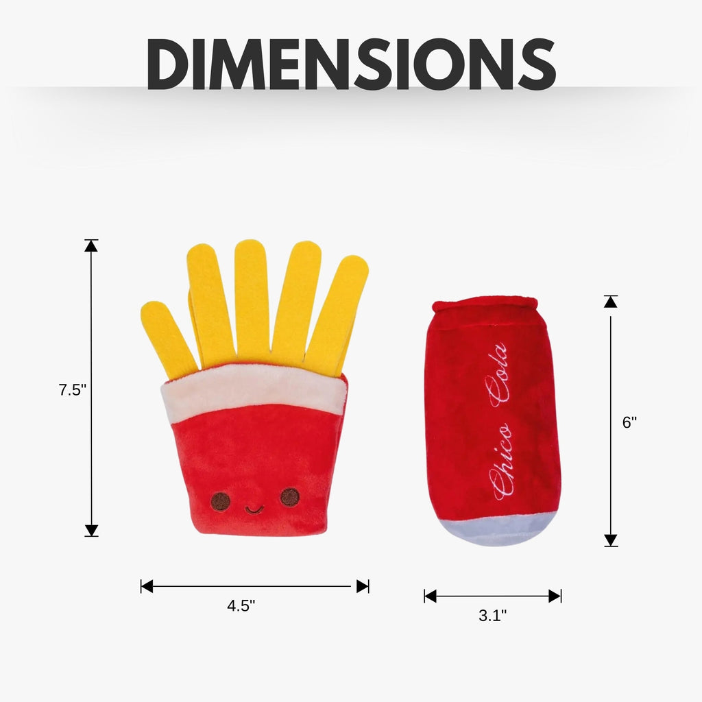 Cola & Fries Plush Dog Toy Gift Set – with Squeaker & Crinkle Paper for Fun Play - Elite Pet Collective