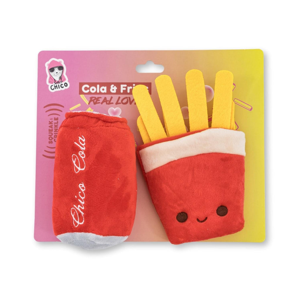 Cola & Fries Plush Dog Toy Gift Set – with Squeaker & Crinkle Paper for Fun Play - Elite Pet Collective