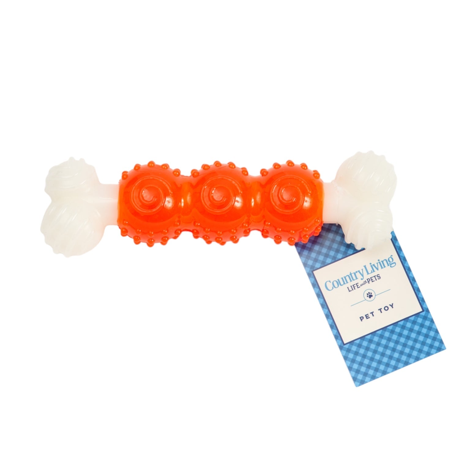 Country Living Bone-a-Treat Dog Chew Toy – Orange Bulged Balls & Green Spiral Ring - Elite Pet Collective