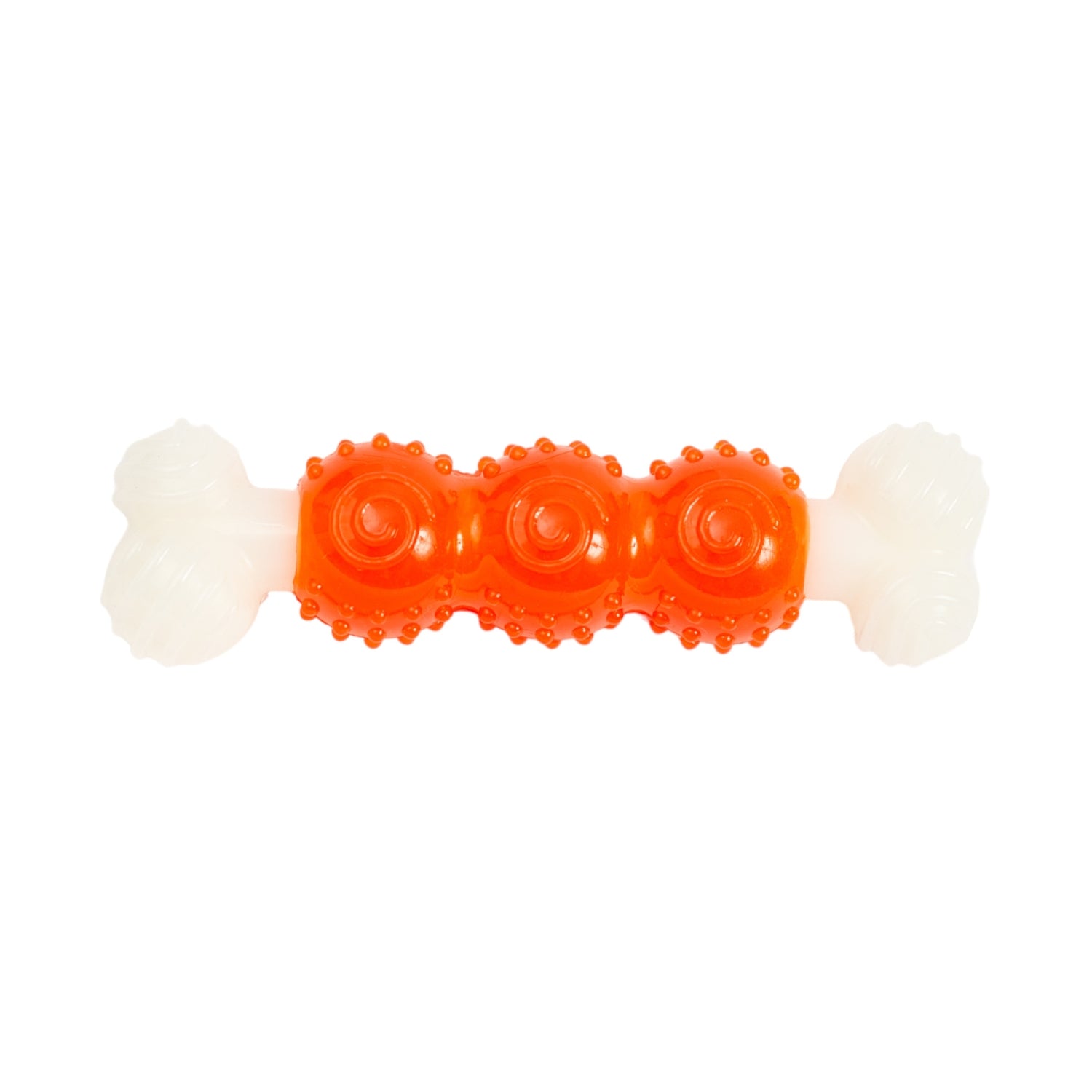 Country Living Bone-a-Treat Dog Chew Toy – Orange Bulged Balls & Green Spiral Ring - Elite Pet Collective