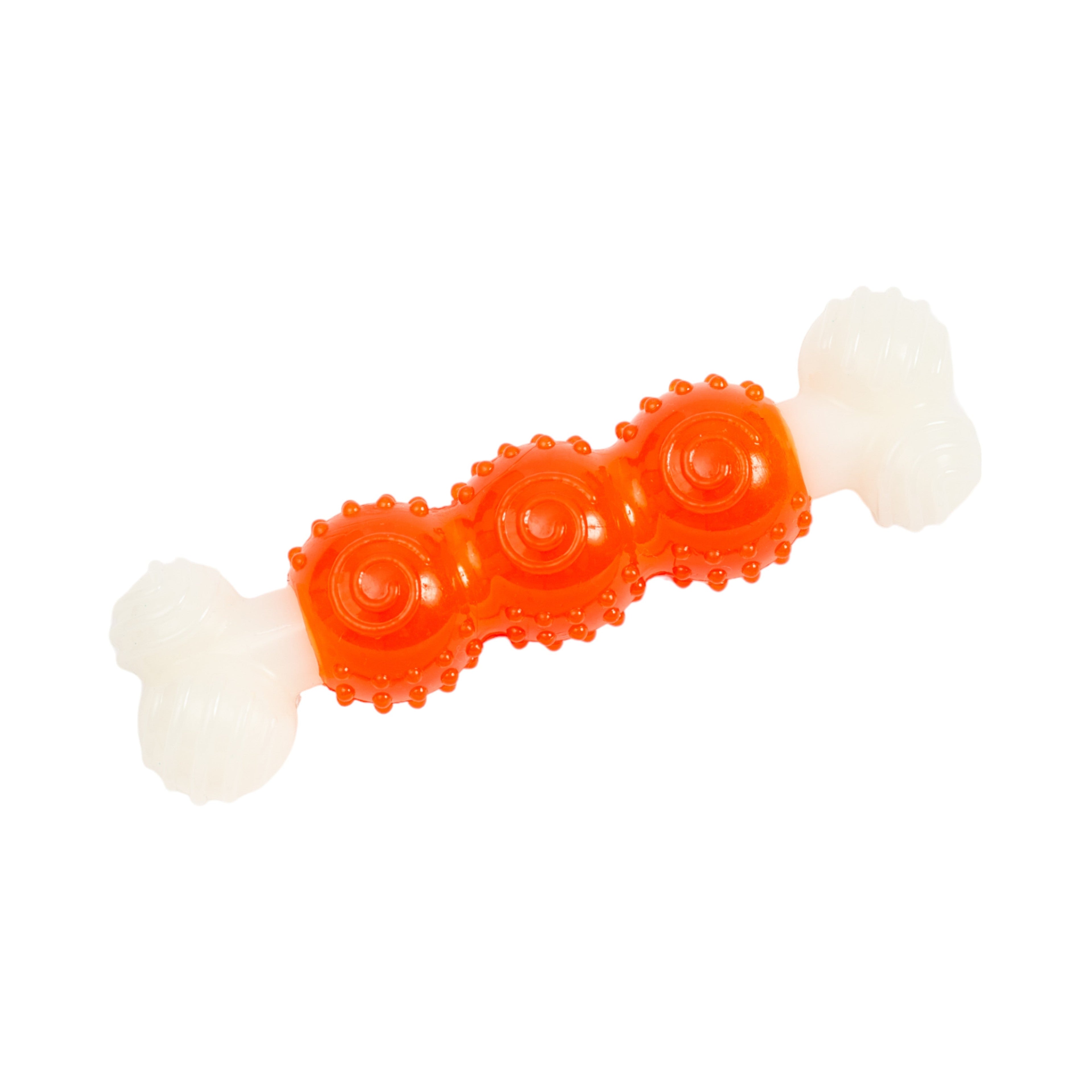 Country Living Bone-a-Treat Dog Chew Toy – Orange Bulged Balls & Green Spiral Ring - Elite Pet Collective