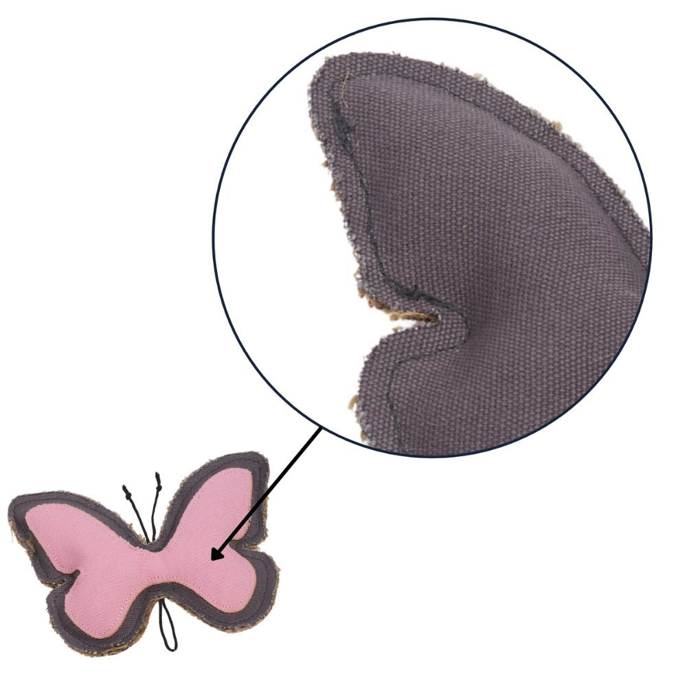 Country Living Canvas & Jute Butterfly-Shaped Dog Chew Toy – Durable, Safe and Non-Toxic - Elite Pet Collective