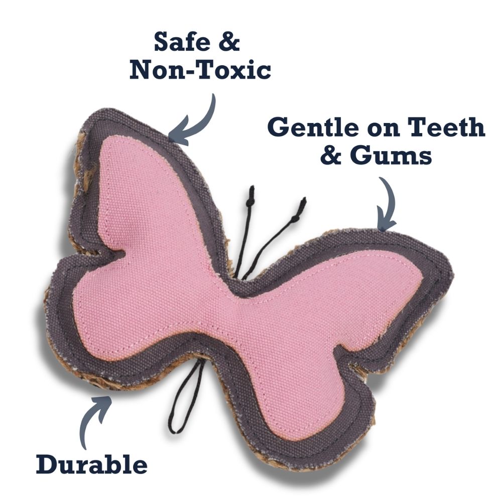 Country Living Canvas & Jute Butterfly-Shaped Dog Chew Toy – Durable, Safe and Non-Toxic - Elite Pet Collective