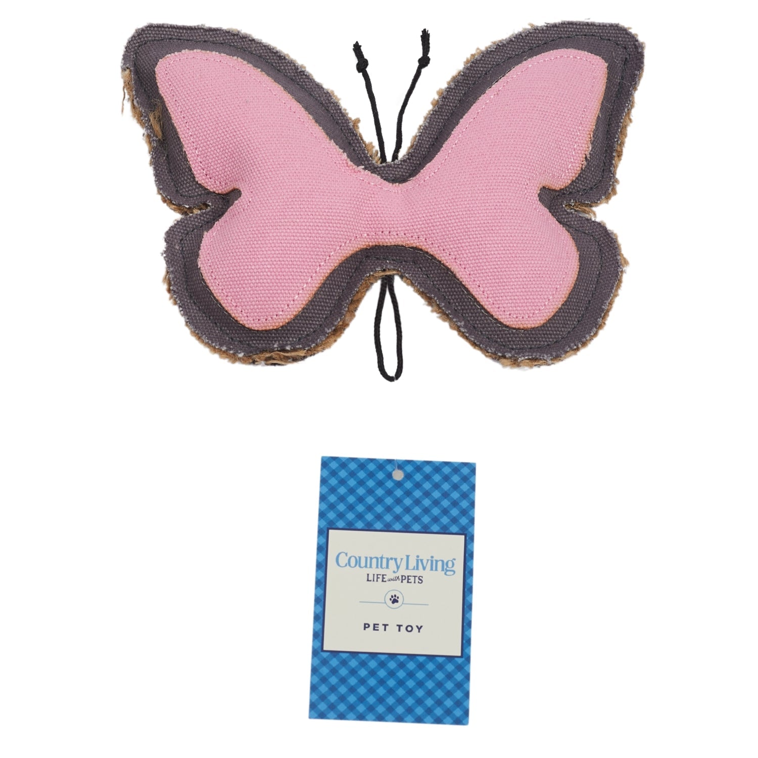 Country Living Canvas & Jute Butterfly-Shaped Dog Chew Toy – Durable, Safe and Non-Toxic - Elite Pet Collective
