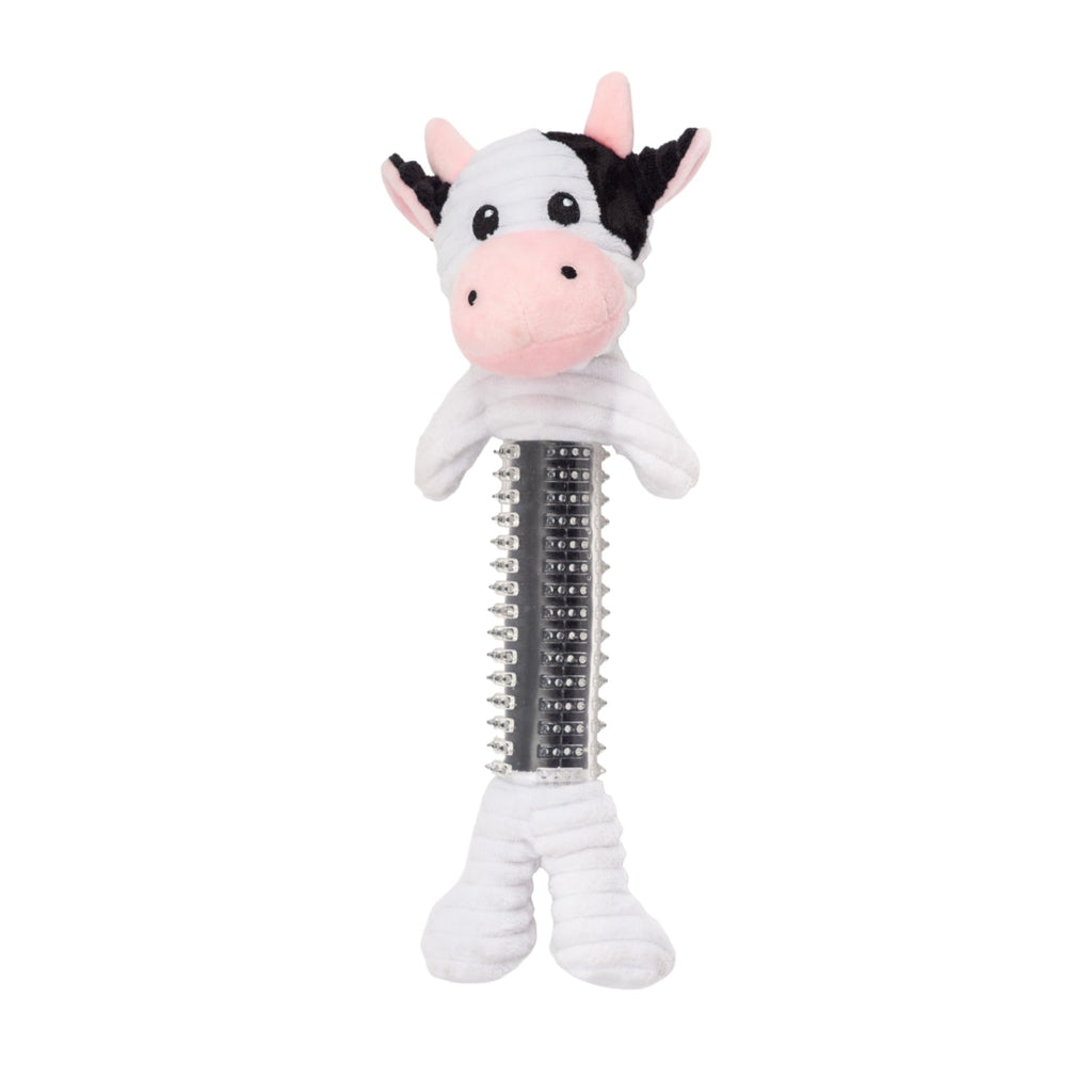 Country Living Thermoplastic Rubber Black & White Cow Plush Dog Toy – with Squeaker & Crinkle Paper - Elite Pet Collective