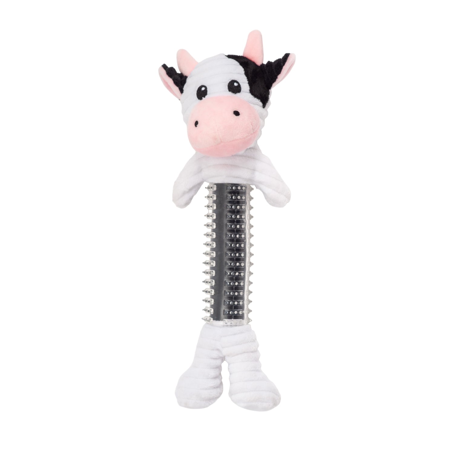 Country Living Thermoplastic Rubber Black & White Cow Plush Dog Toy – with Squeaker & Crinkle Paper - Elite Pet Collective