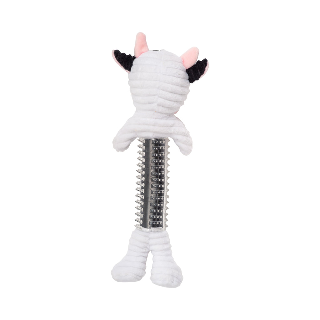 Country Living Thermoplastic Rubber Black & White Cow Plush Dog Toy – with Squeaker & Crinkle Paper - Elite Pet Collective