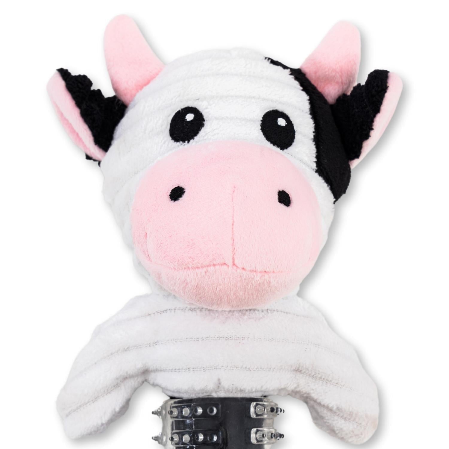Country Living Thermoplastic Rubber Black & White Cow Plush Dog Toy – with Squeaker & Crinkle Paper - Elite Pet Collective