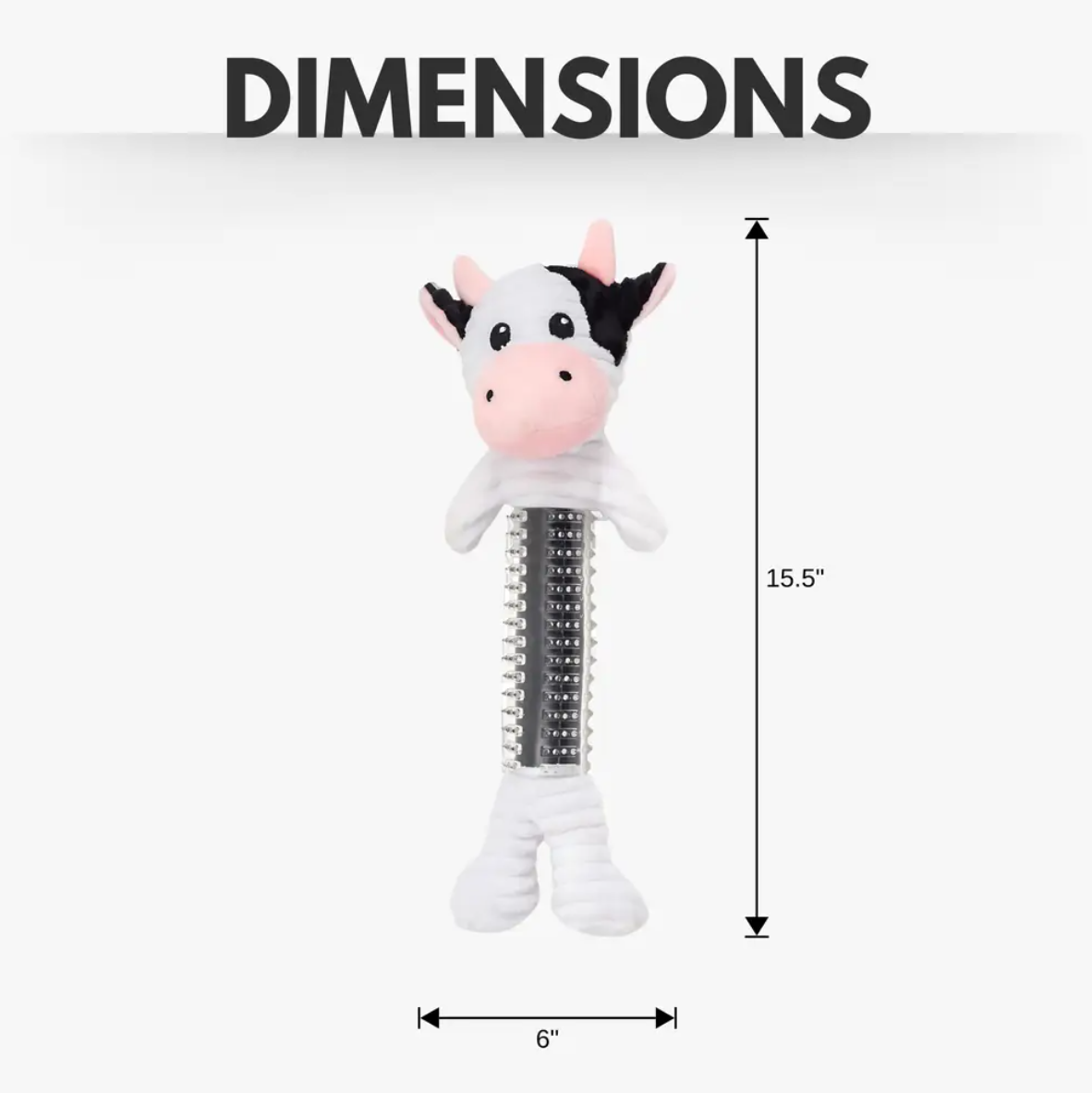 Country Living Thermoplastic Rubber Black & White Cow Plush Dog Toy – with Squeaker & Crinkle Paper - Elite Pet Collective