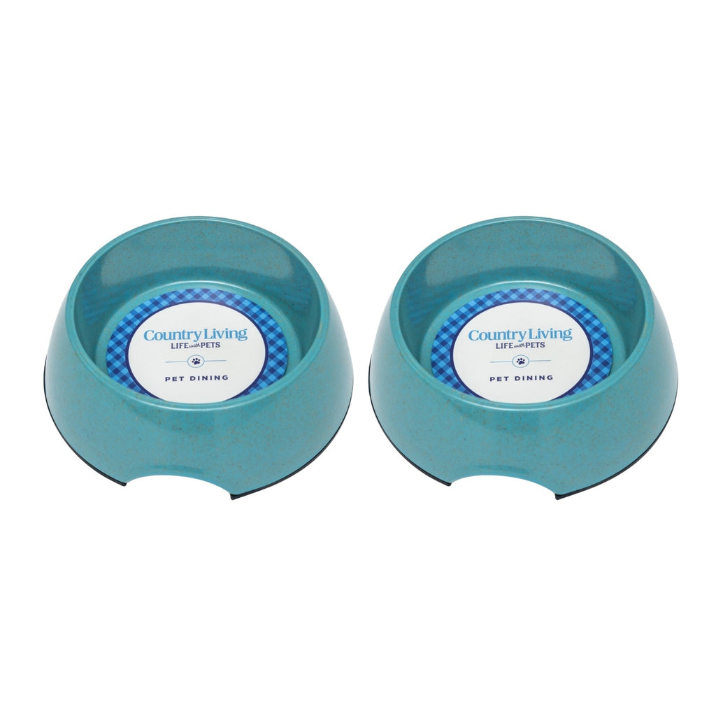Country Living Set of 2 Natural Fiber Dog Bowls – Teal Blue - Elite Pet Collective