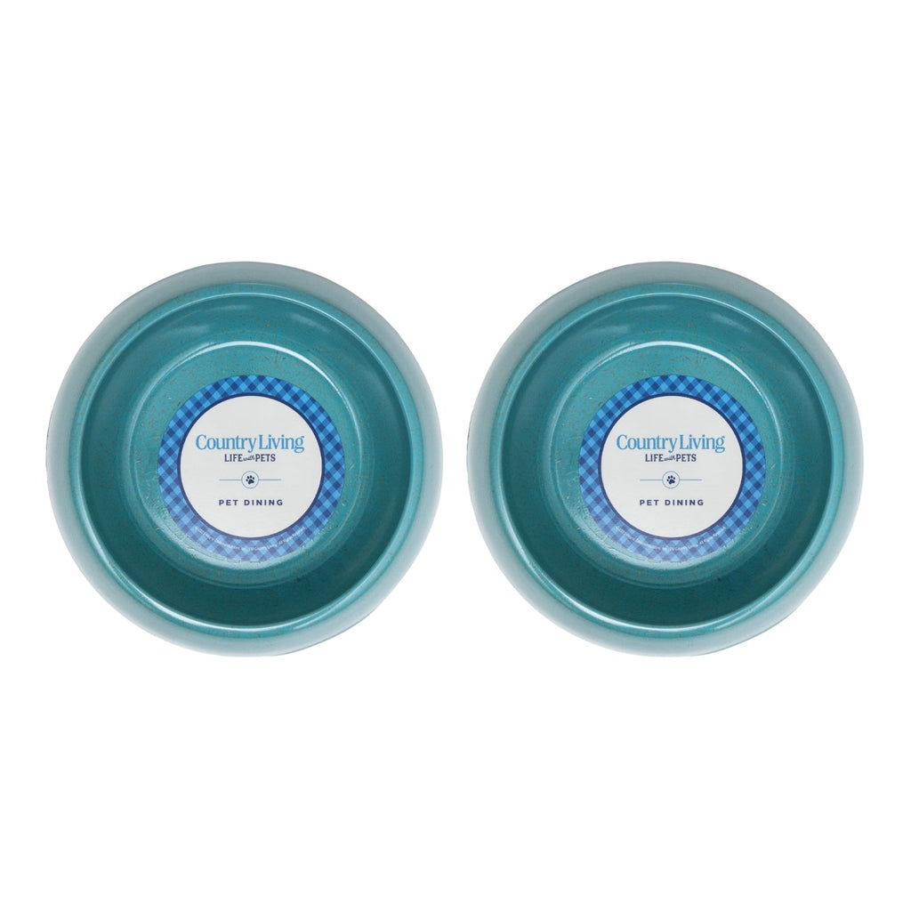 Country Living Set of 2 Natural Fiber Dog Bowls – Teal Blue - Elite Pet Collective