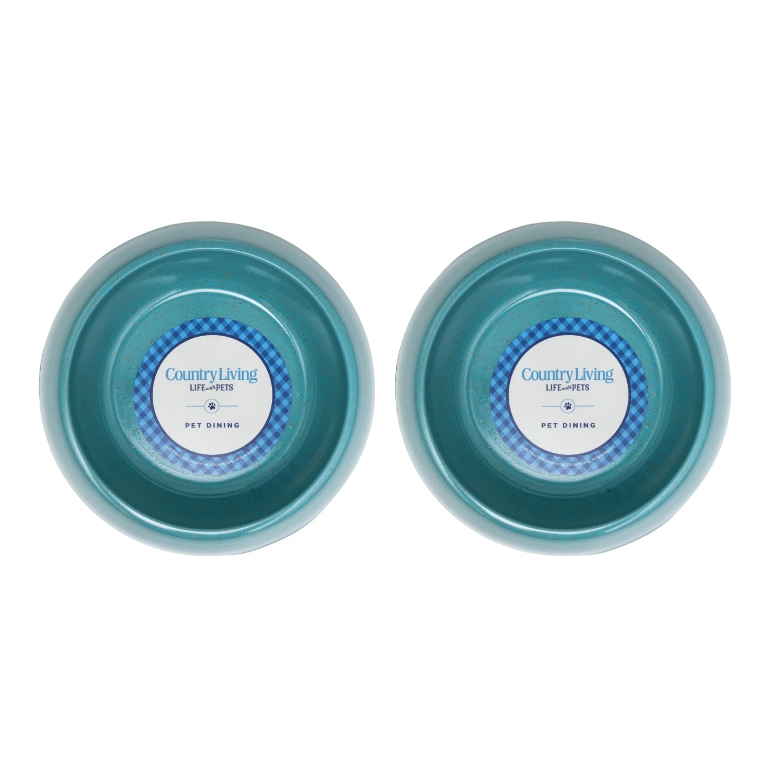 Country Living Set of 2 Natural Fiber Dog Bowls – Teal Blue - Elite Pet Collective