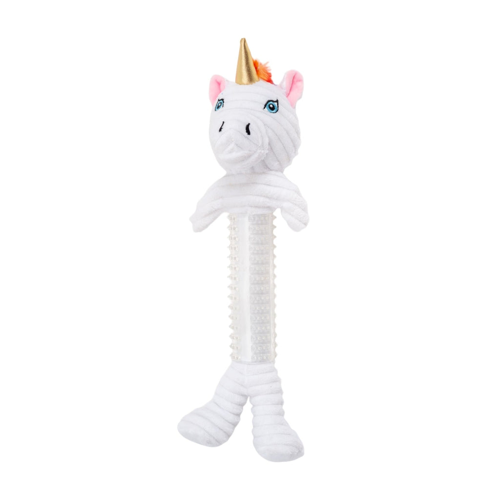 Country Living Thermoplastic Rubber Skinny Unicorn Corduroy Plush Dog Toy – with Squeaker & Crinkle Paper - Elite Pet Collective