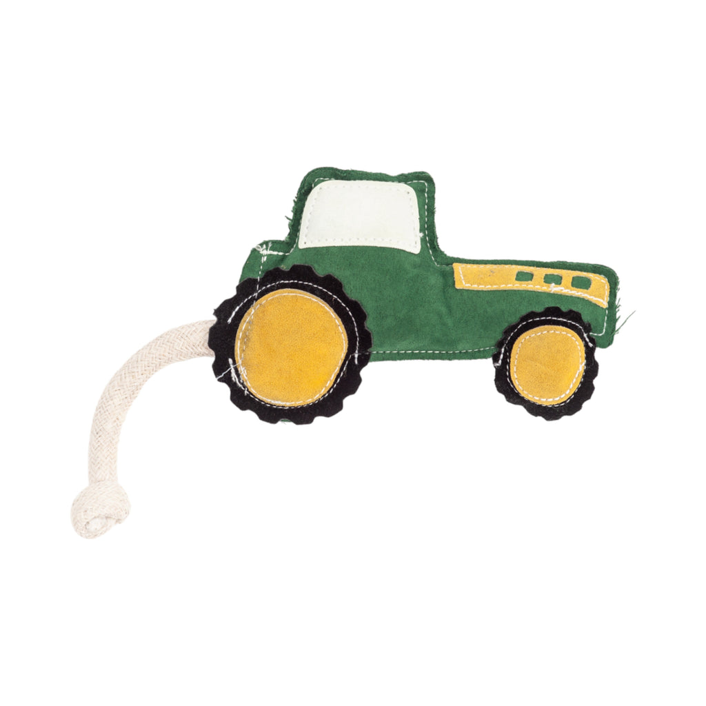 Country Living Faux Leather Green Tractor Dog Chew Toy, Durable, Safe and Non-Toxic - Elite Pet Collective