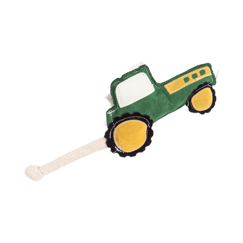 Country Living Faux Leather Green Tractor Dog Chew Toy, Durable, Safe and Non-Toxic - Elite Pet Collective