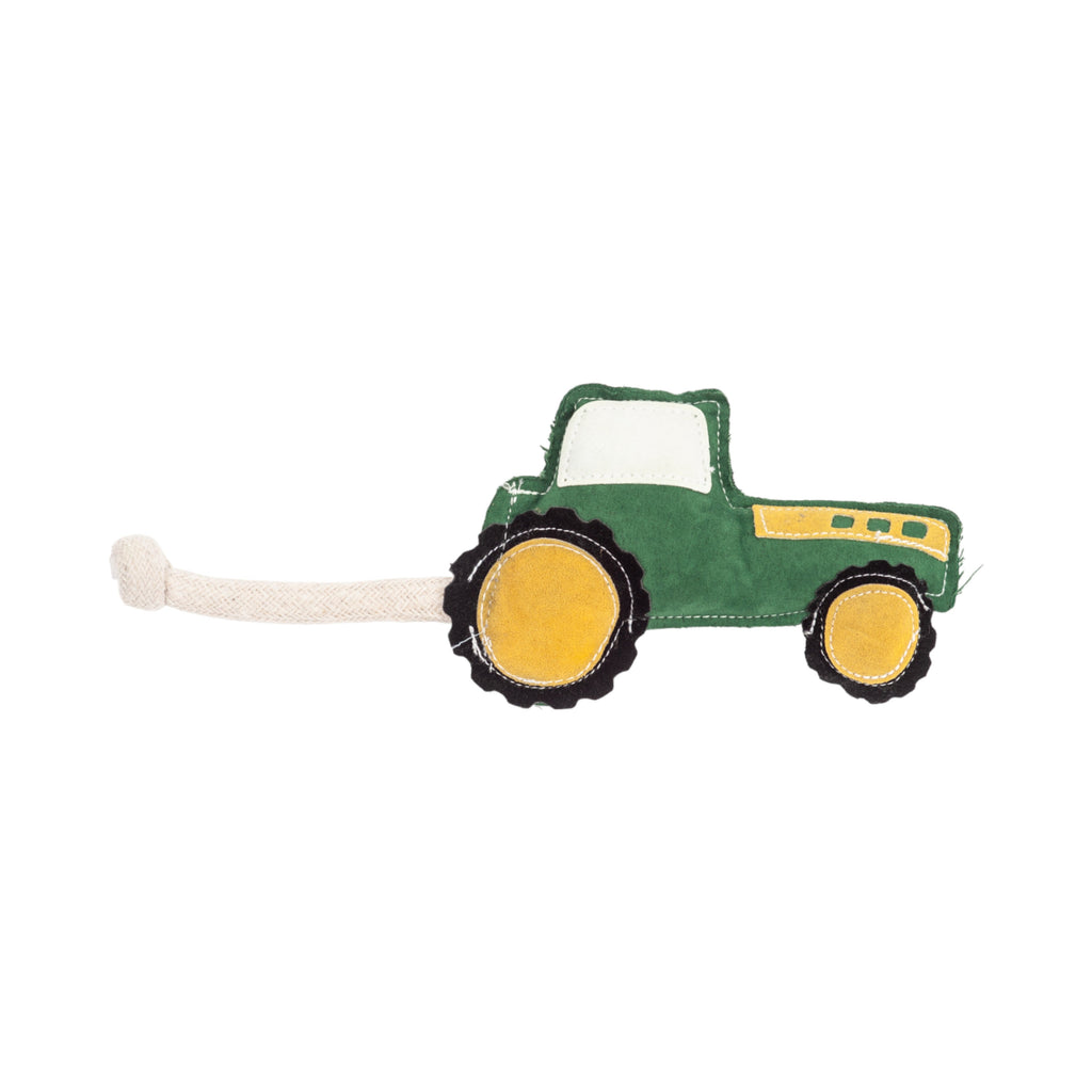 Country Living Faux Leather Green Tractor Dog Chew Toy, Durable, Safe and Non-Toxic - Elite Pet Collective