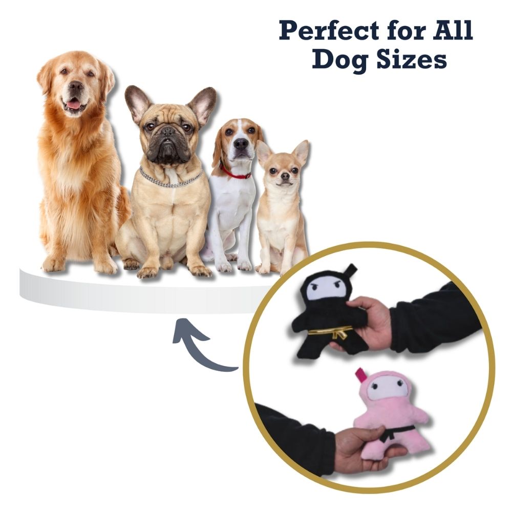 Pink & Black Ninja Love Plush Dog Toy Gift Set – with Squeaker & Crinkle Paper for Fun Play - Elite Pet Collective