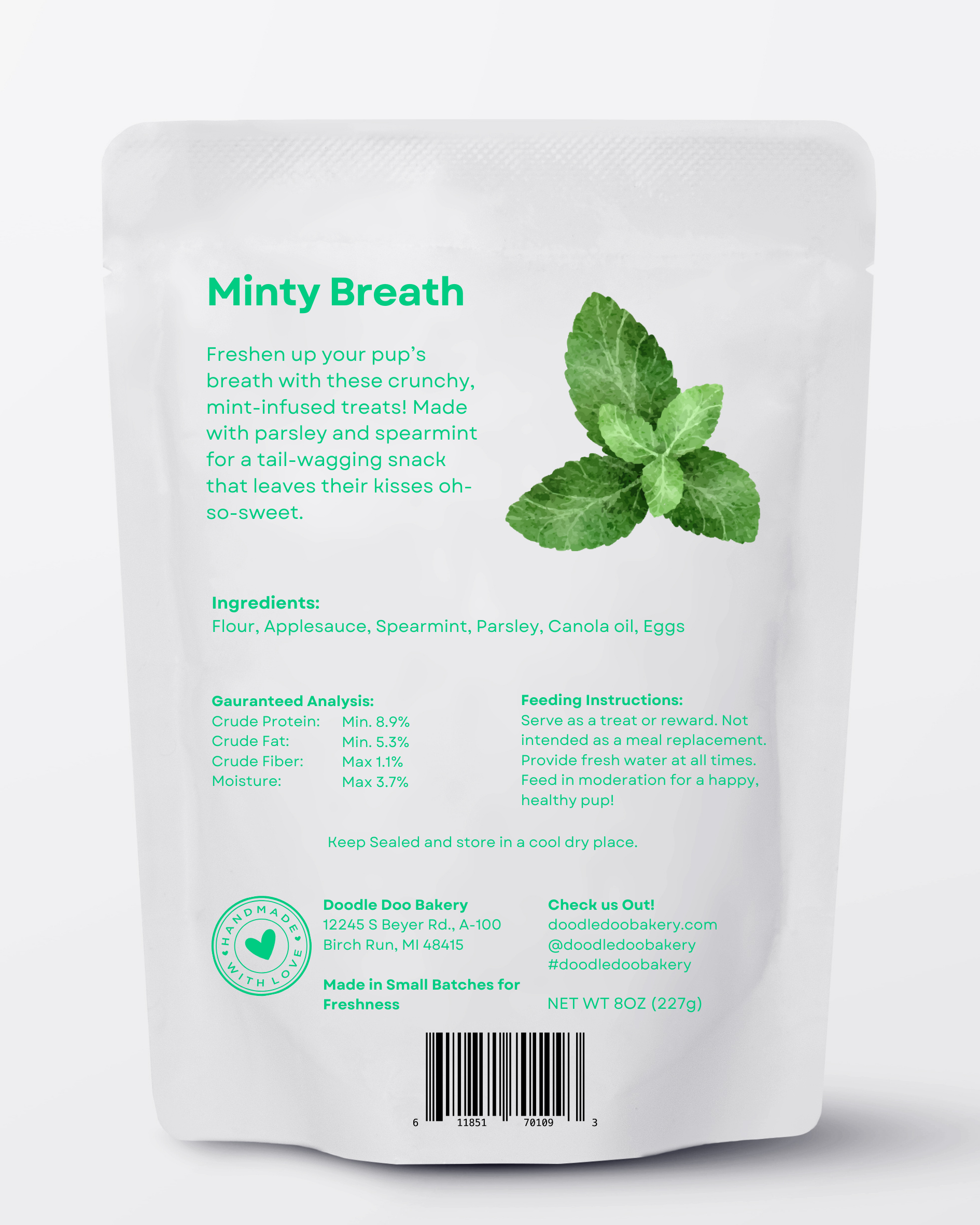 🍃Homemade Dog Treats - Minty Breath Blend Dog Snacks 1/2lb. - Elite Pet Collective