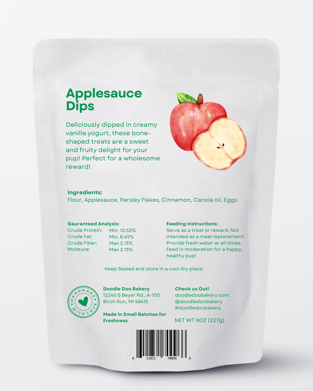 Homemade Dog Treats - 🍏 Applesauce Dips Treat 1/2lb 🍦 - Elite Pet Collective