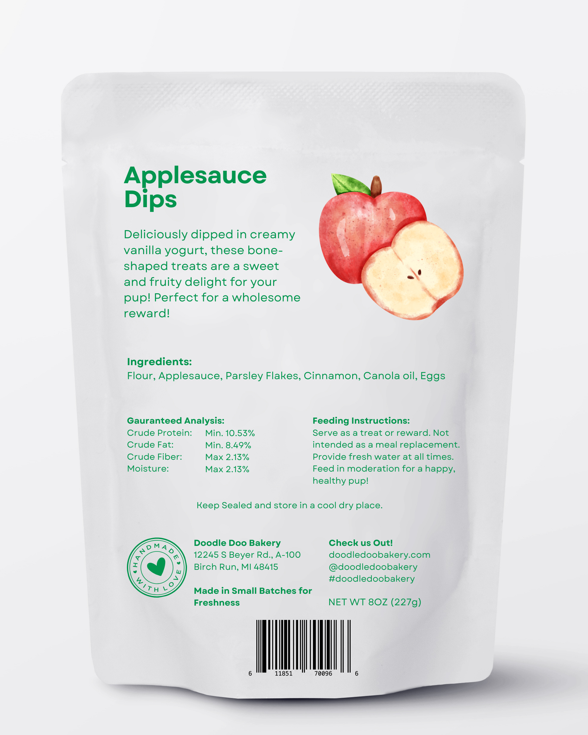 Homemade Dog Treats - 🍏 Applesauce Dips Treat 1/2lb 🍦 - Elite Pet Collective