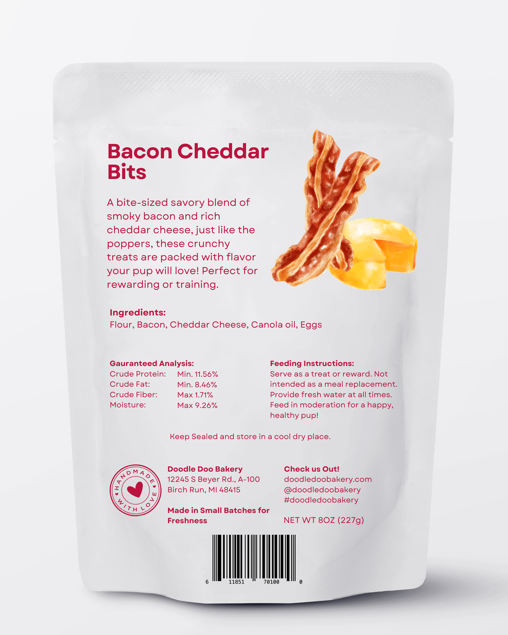 Homemade Dog Treats - 🥓 Bacon Cheddar Bits Treat 1/2lb - Elite Pet Collective