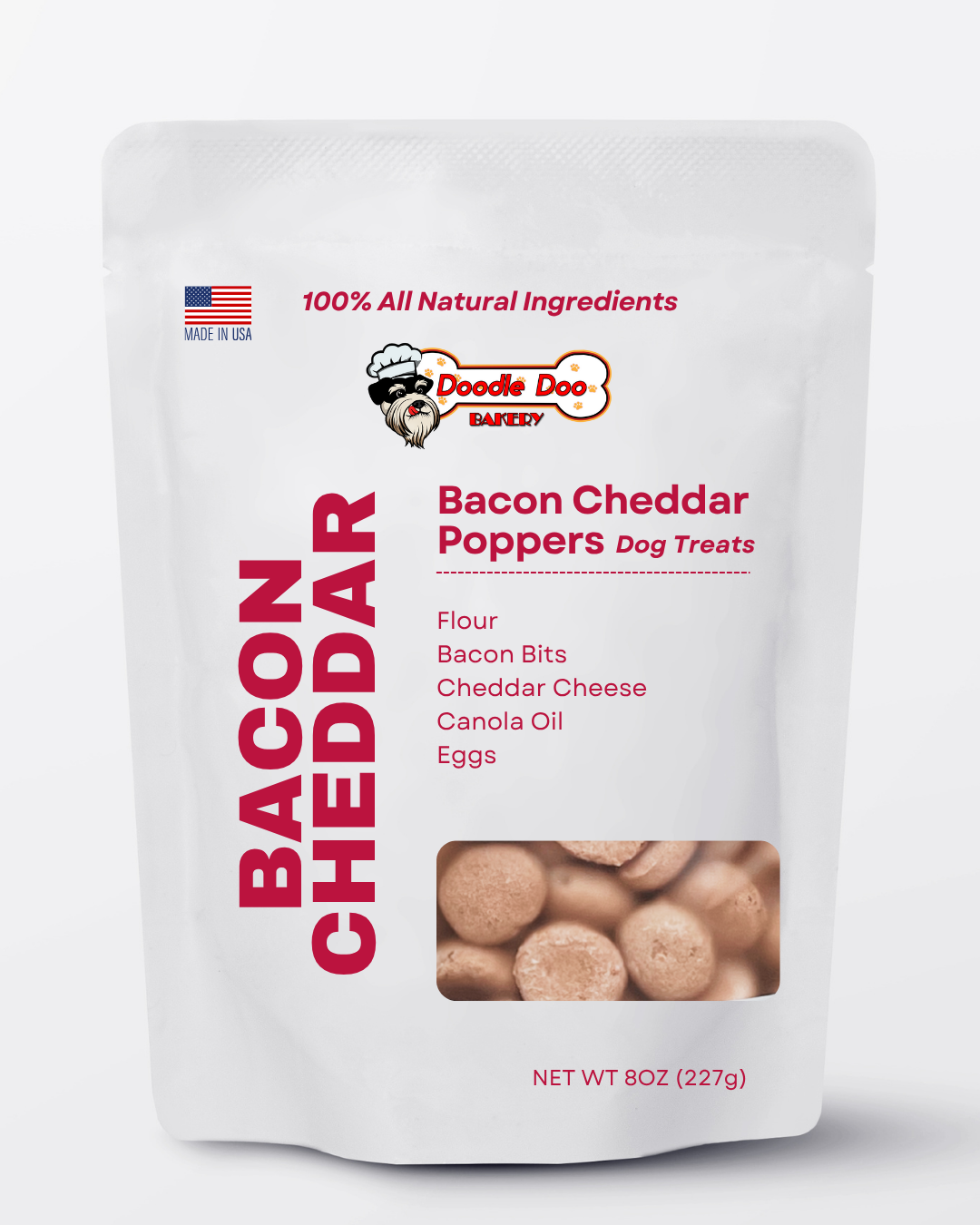 🥓 Homemade Dog Treats -  Bacon Cheddar Poppers Treat 1/2lb - Elite Pet Collective