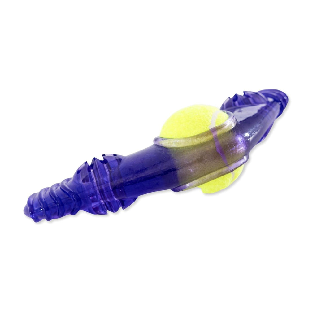 TPR Boomerang Dog Chew Toy with Removable Squeaker Tennis Ball & Treat Fill - Elite Pet Collective