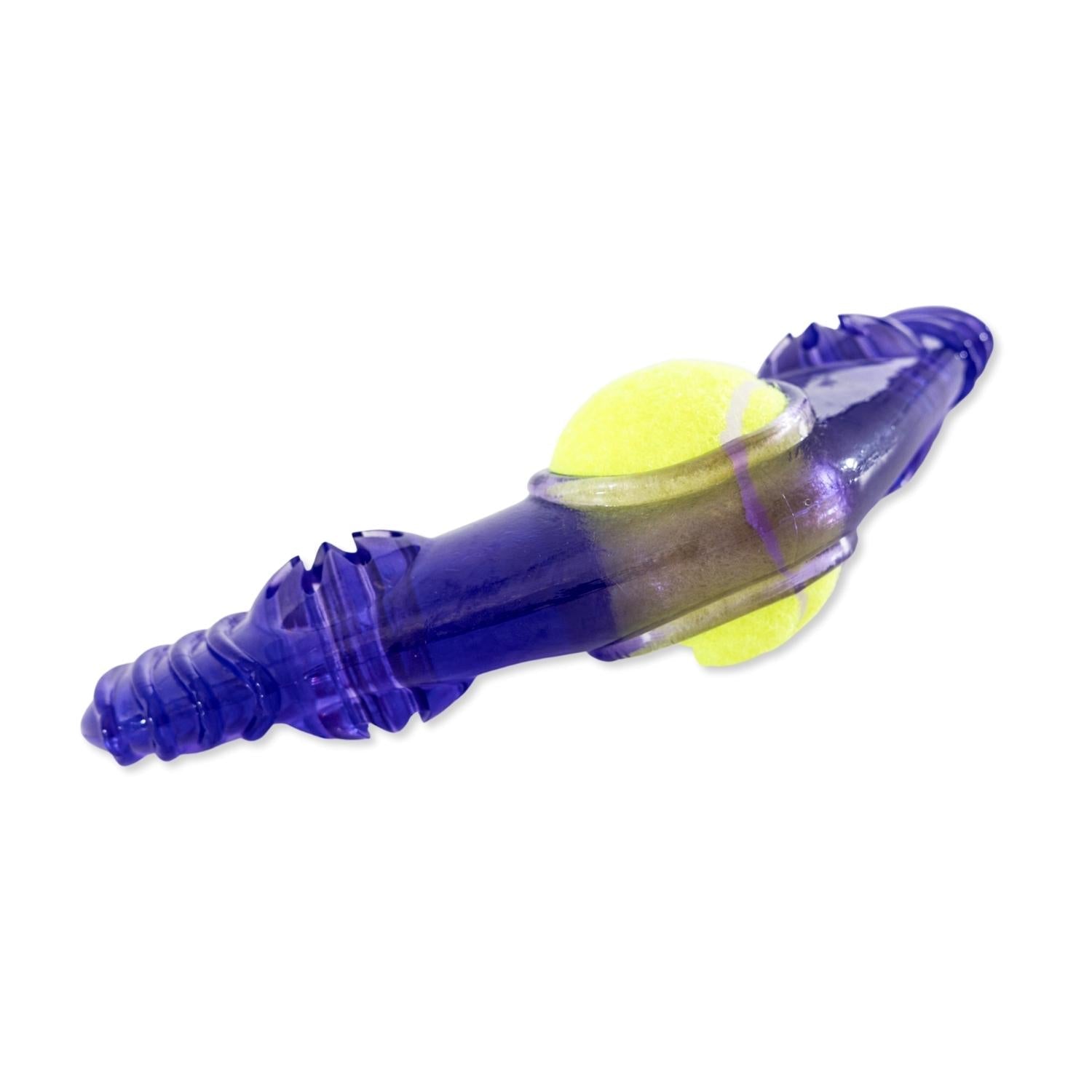 TPR Boomerang Dog Chew Toy with Removable Squeaker Tennis Ball & Treat Fill - Elite Pet Collective