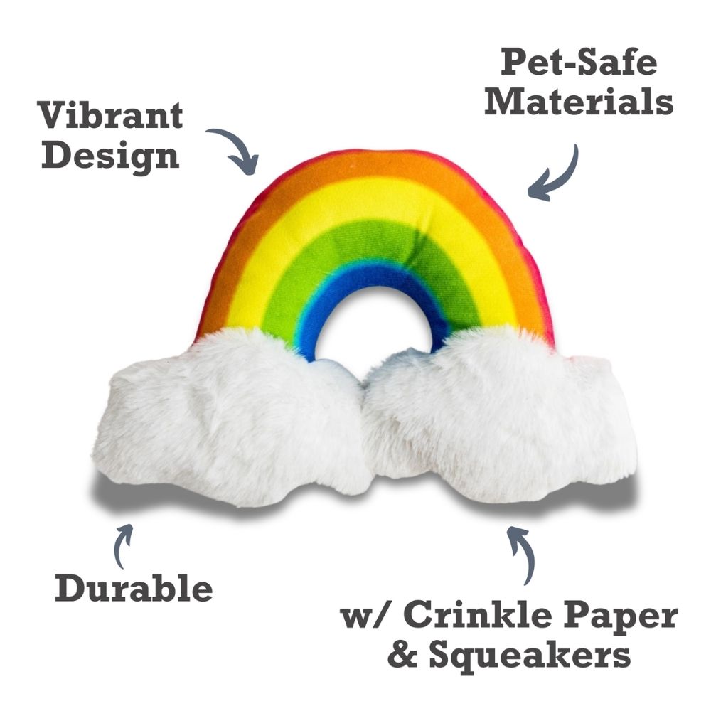 Enchanted Rainbow Magical with Squeaker & Crinkle Paper Plush Dog Toy - Elite Pet Collective