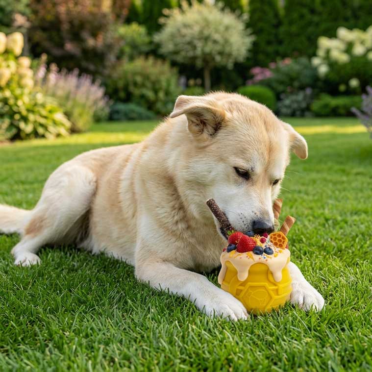 Honey Pot Dog eCup Treat Dispenser | Durable PUP-X Rubber Enrichment Toy | USA Made - Elite Pet Collective