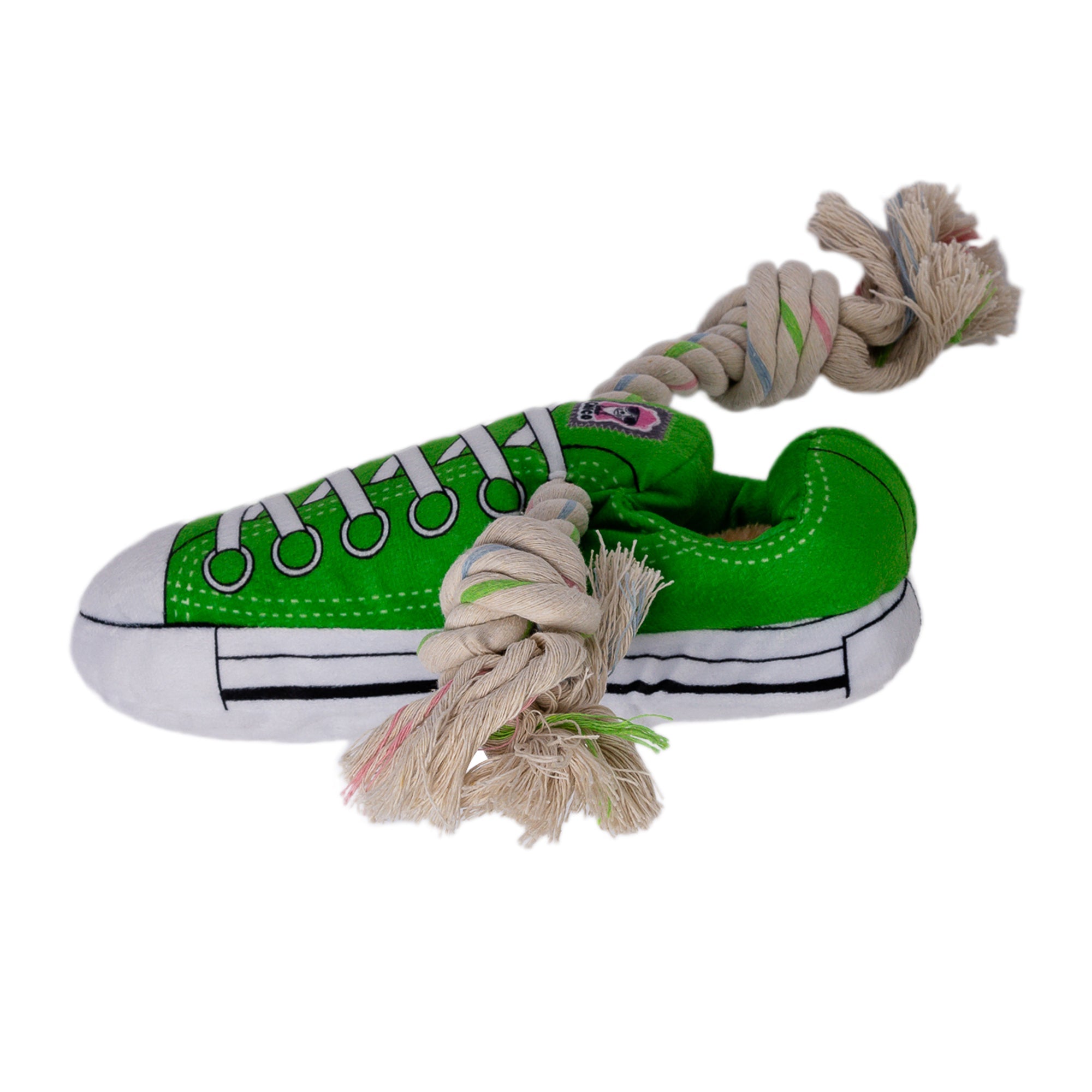 Squeaky Comfort Plush Sneaker Dog Toy – with Treat Compartment, Safe & Durable – Green - Elite Pet Collective