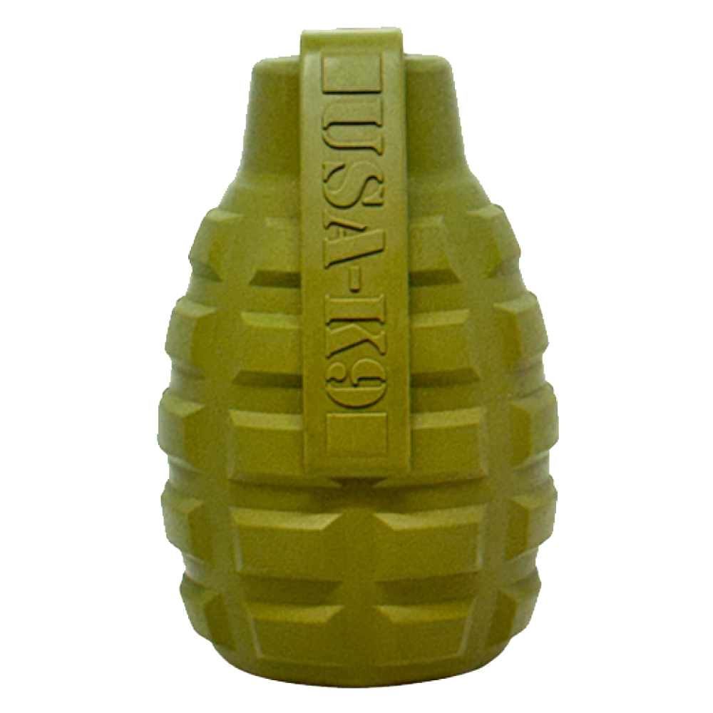 USA-K9 Grenade Shaped eDispenser Durable Dog Chew Toy & Treat Dispenser - Army Green - Elite Pet Collective
