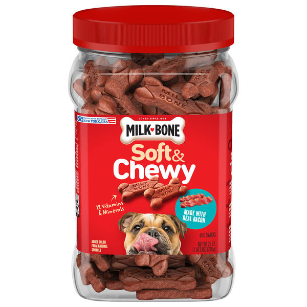 Milk-Bone Soft & Chewy Dog Treats, Made with Real Bacon, 25 Ounce Canister - Elite Pet Collective