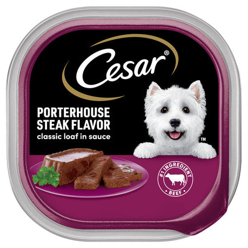 Cesar Loaf in Sauce Adult Wet Dog Food Porterhouse Steak Flavor, 3.5 oz. Tray - Elite Pet Collective